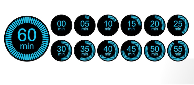 timer or stop watch countdown clock icon set for race science experiment deadline countdown cook
