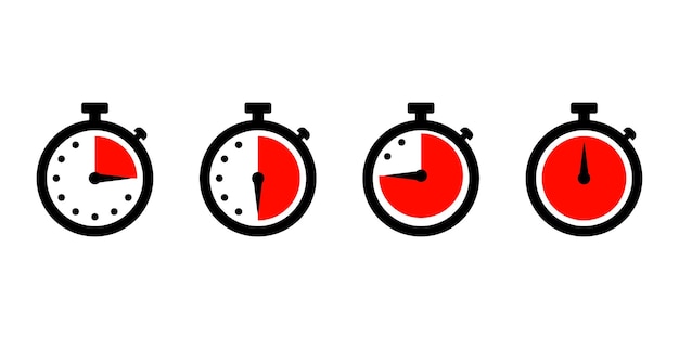 timer stopwatch on white background. countdown timer symbol vector icon collection set.
