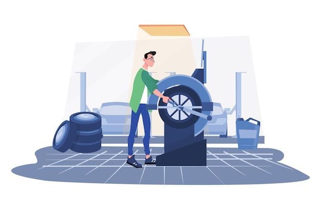 Tire Balancing Illustration concept on white background