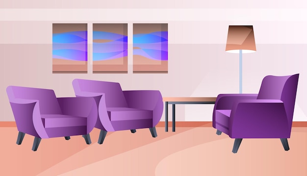 Tom stue uten mennesker, moderne leilighetsdesign, horisontal illustrasjon