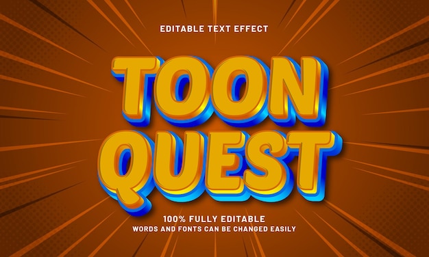 toon quest editable text effects with a cartoon and game theme
