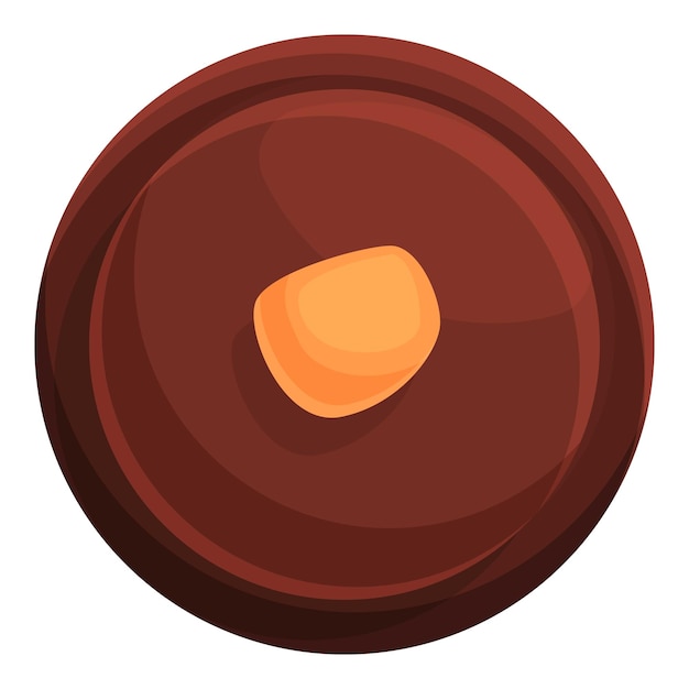 Top view bonbon icon cartoon vector Cocoa candy Dark piece