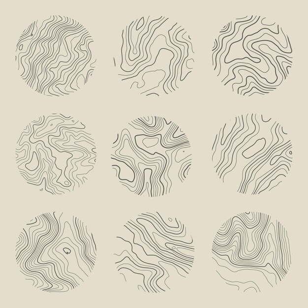 Topographic map with contour lines geographic terrain grid relief height elevation ground path