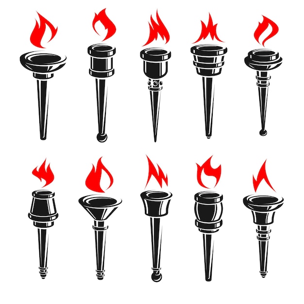 Torch set Collection icons torch Vector
