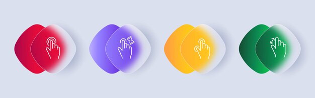 touch screen icon set touchbased interfaces for controlling electronic devices technology glassmorphism style vector line icon for business and advertising