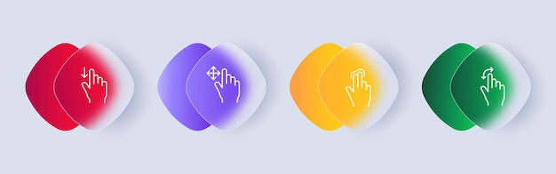 touch screen icon set touchbased interfaces for controlling electronic devices technology glassmorphism style vector line icon for business and advertising