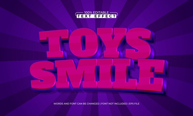 toys smile editable text effect with a play and game text style