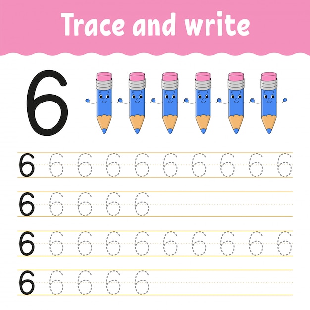 trace and write number 6 worksheet