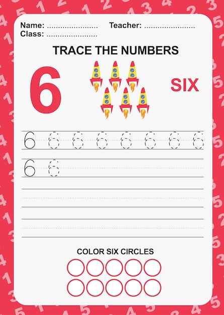 trace and write number for children exercise for children to recognize the number