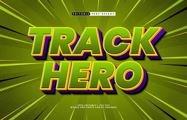 track hero editable text effect with a race and speed text style