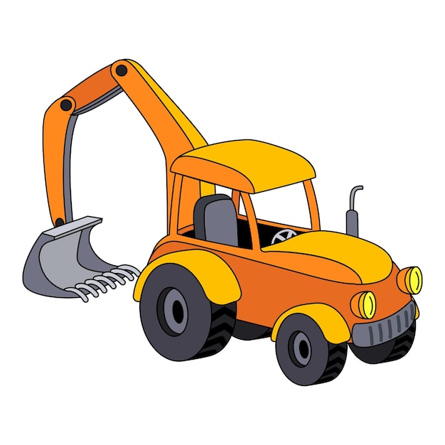 Tractor with bucket icon Cartoon of tractor with bucket vector icon for web design isolated on white background