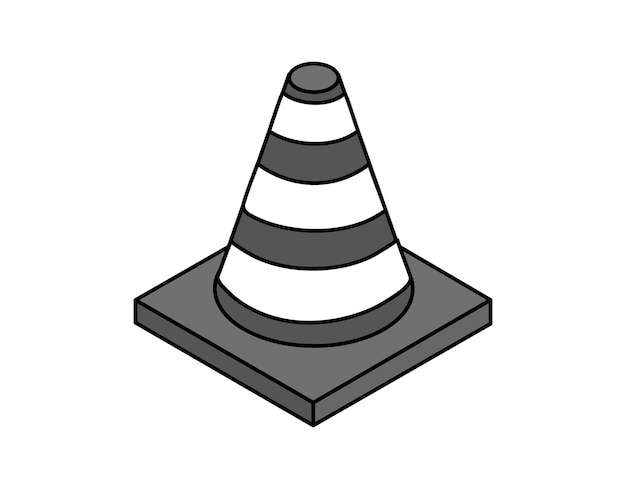 Traffic cone isometric design icon Vector web illustration 3d colorful concept
