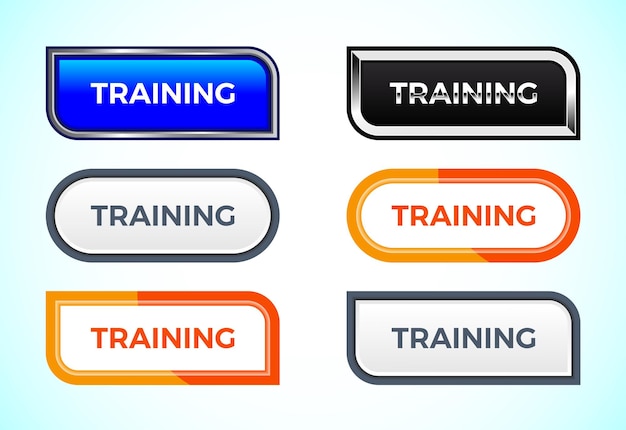 Training button set of different shapes and colors Suitable for mobile app and website UI design