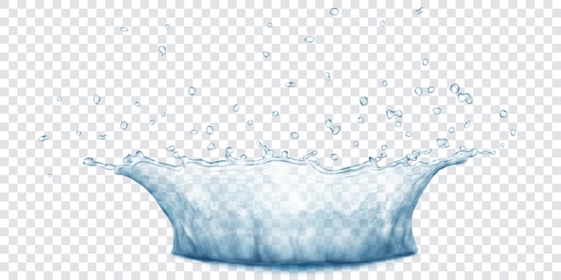 Translucent water crown with drops. Splash in gray colors, isolated on transparent background. Transparency only in vector file