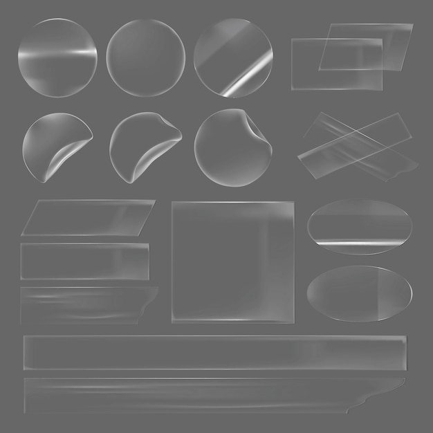 transparent glass shapes glass stickers and glass overlays various glass shapes glass stickers and overlays perfect for glass design projects sticker element vector set