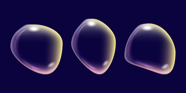 Transparent liquid forms water drops isolated set