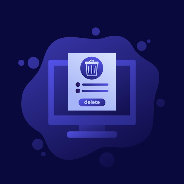 trash bin in computer delete files vector design