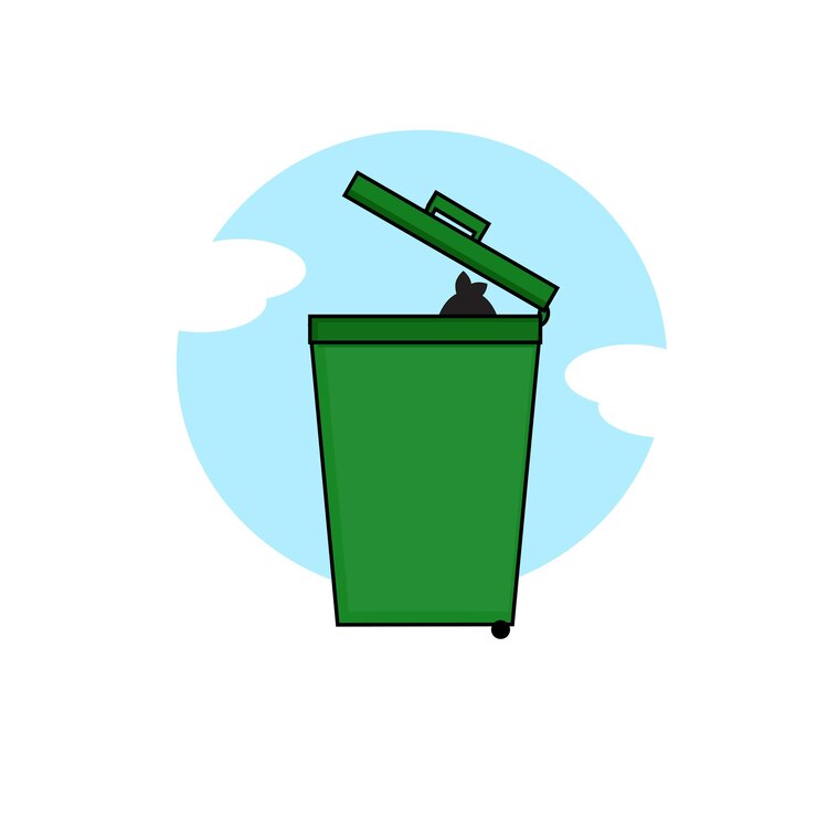 trash can illustration icon in flat style