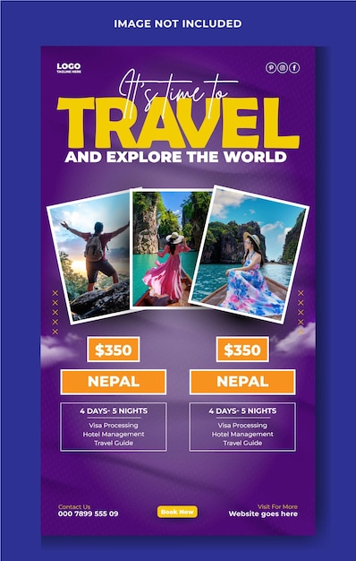 travel tour ads promotional story template design