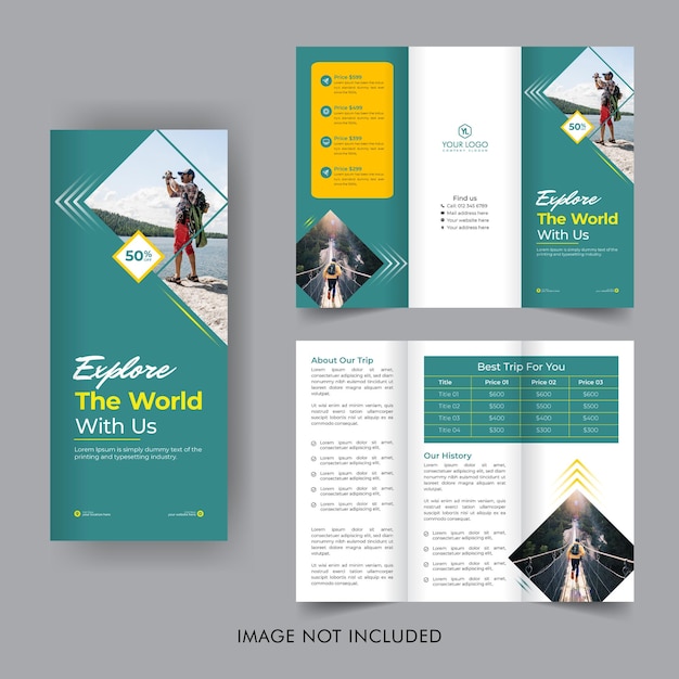 Travel trifold brochure design, business brochure, leaflet or flyer design for hotel advertising