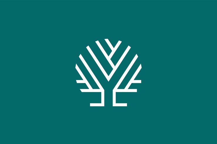 Tree branch abstract logo with single line design style