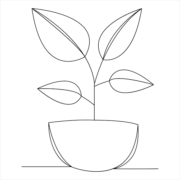 tree continuous single line art of drawing and tree style vector illustration