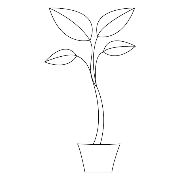 Tree continuous single line art of drawing and tree style vector illustration