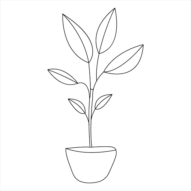 tree continuous single line art of drawing and tree style vector illustration
