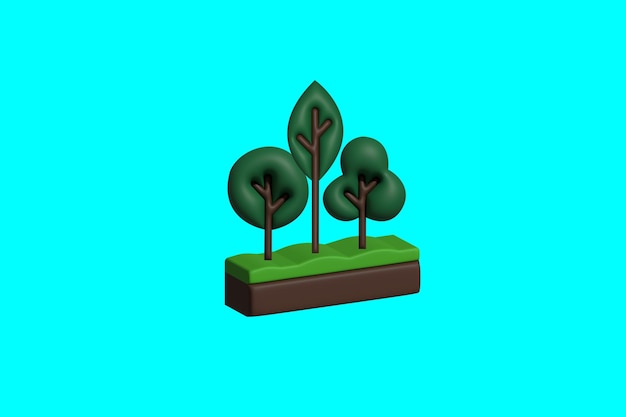 tree mountain and sun landscape concept realistic 3d object cartoon style vector illustrations