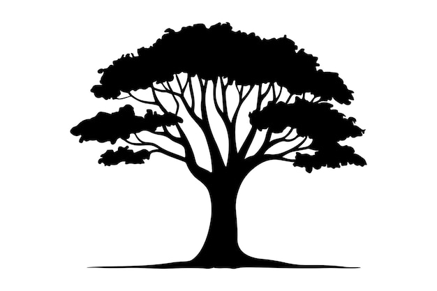 tree silhouette drawing design vector illustration clipart eps