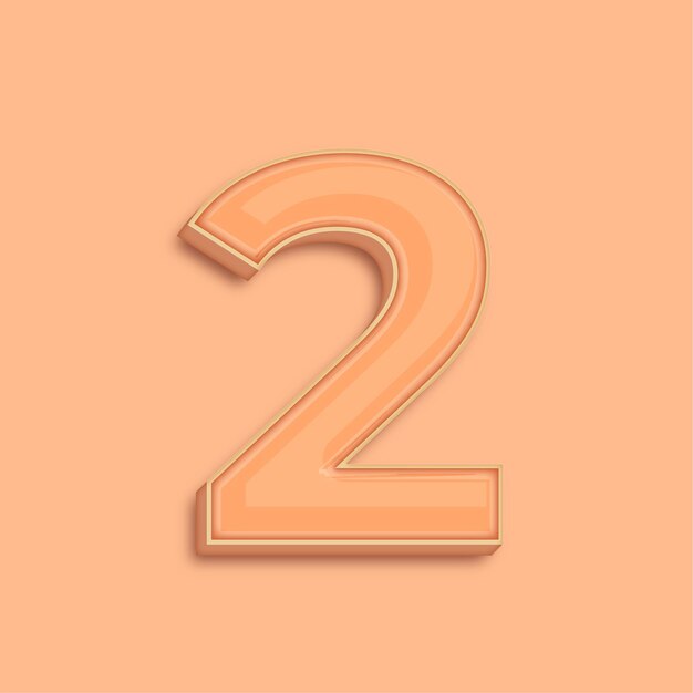 Trendsetting Modern 3D Peach Fuzz Color Number 2 Icon with Background