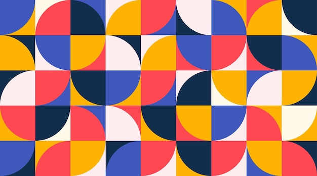 Trendy bauhaus style geometric pattern Modern colorful background with simple elements