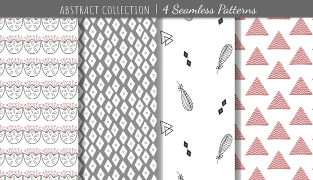 Trendy geometrical backgrounds Set of modern hand drawn seamless patterns