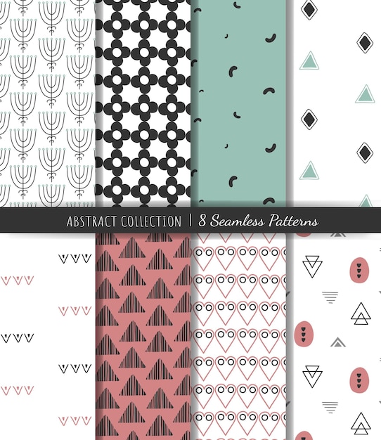 Trendy modern geometrical backgrounds Set of abstract seamless patterns