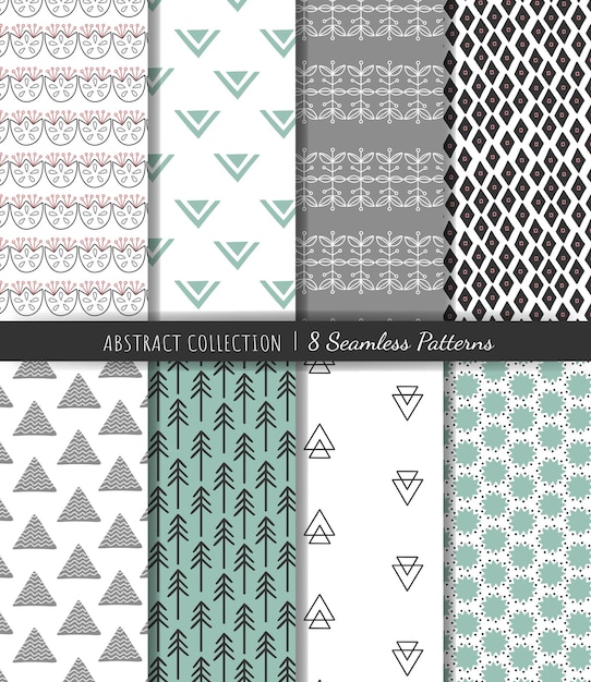 Trendy modern geometrical backgrounds Set of abstract seamless patterns