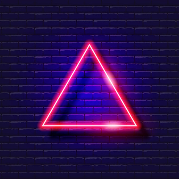 triangle abstract neon sign glowing geometric figure for design