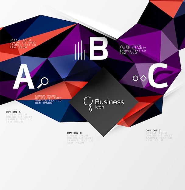 Triangle mosaic vector abstract template Vector abstract background for workflow layout diagram number options or web design
