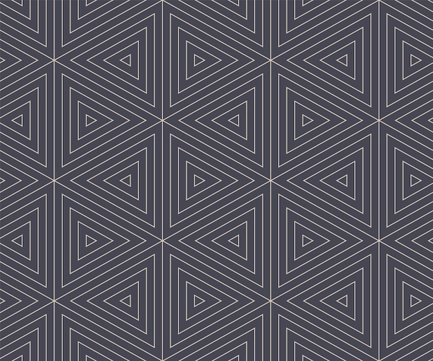Triangle Shapes Grid Linear Outline Seamless Pattern Vector Abstract Background