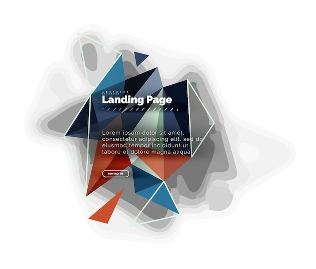 Triangular design abstract background landing page Low poly style colorful triangles on white