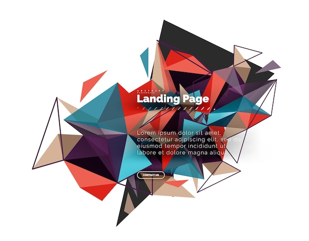 triangular design abstract background landing page low poly style colorful triangles on white