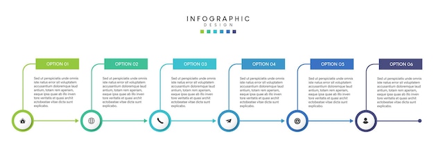 Trinn for datavisualisering av forretningsdata, tidslinje, prosess, infografikk, maldesign med ikoner