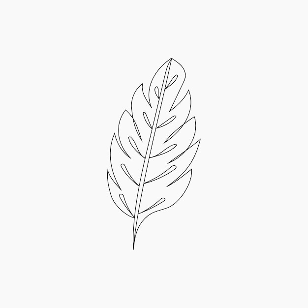 Tropical Leaf Line Art