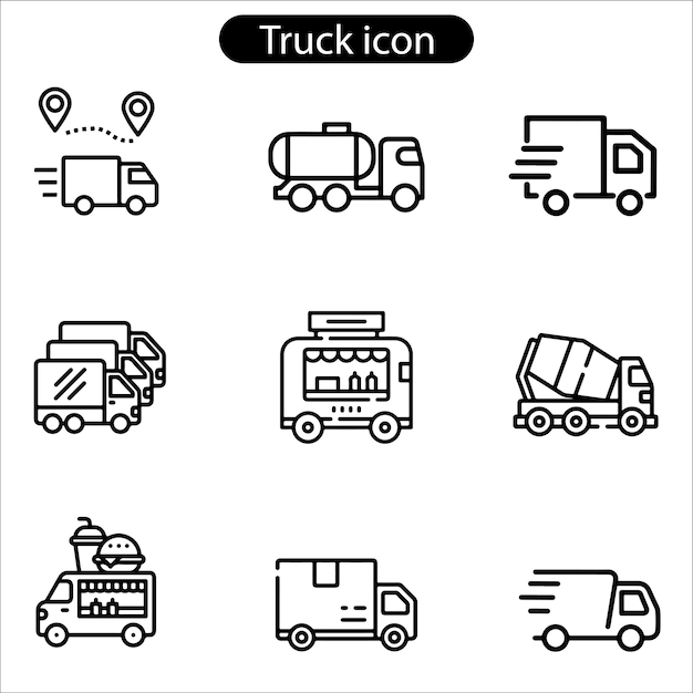 truck icon set vector for web computer and mobile app logo design