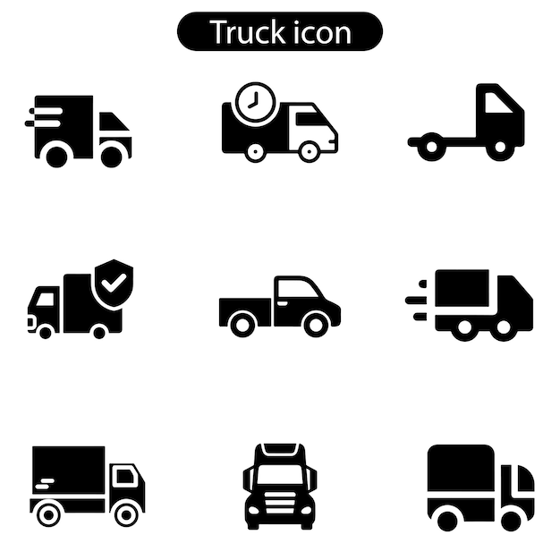 Truck vector art icon set illustration on white background