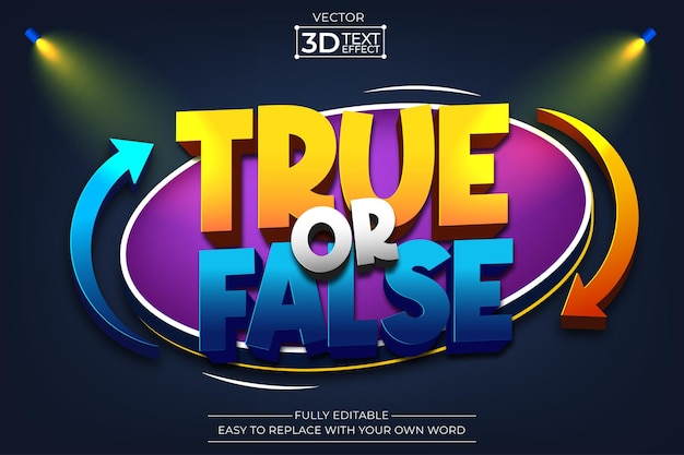 true or false editable 3d text effect