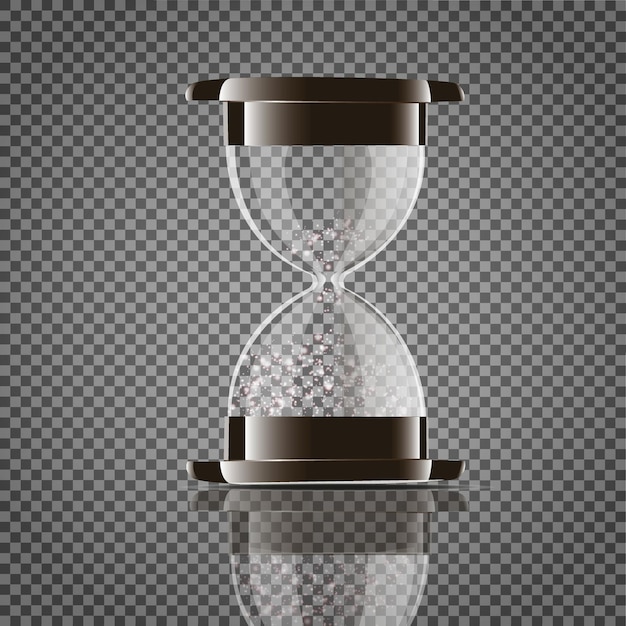 True transparent sand hourglass isolated on white background Simple and elegant sandglass timer Sand clock icon 3d illustration