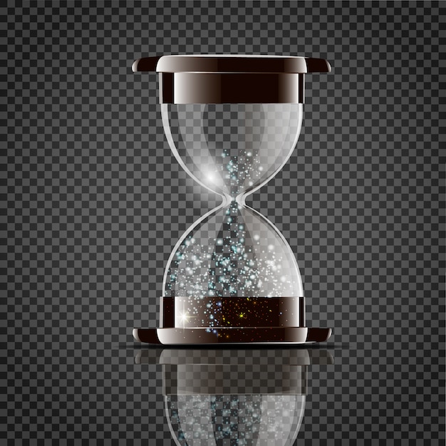 True transparent sand hourglass isolated