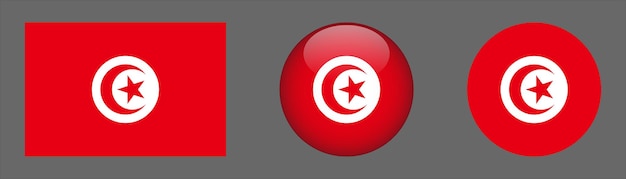 Tunisia Flag Set Collection Vector