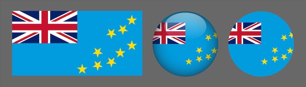 Tuvalu Flag Set Collection Vector