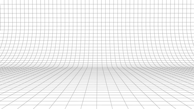 Twisted grid on white background 3d wireframe landscape Perspective Vector illustration